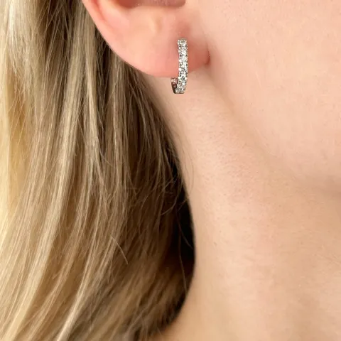 14 mm diamant creol i 14 karat vitguld med diamant