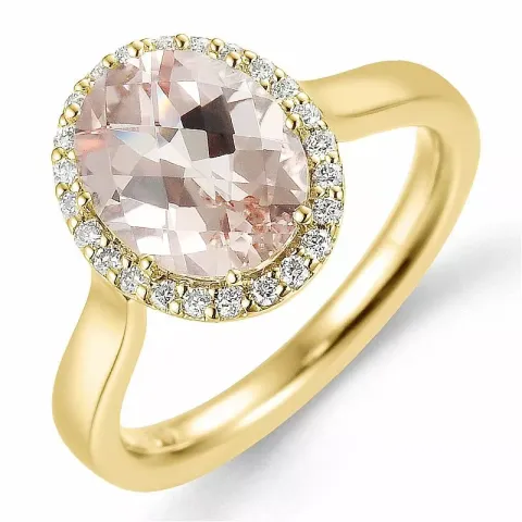 Elegant morganit diamantring i 14  karat guld 1.82 ct 0,12 ct