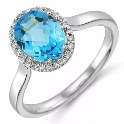 oval topas diamantring i 14 karat vitguld 3,00 ct 0,12 ct