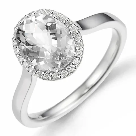 oval kvarts diamantring i 14 karat vitguld 2,0 ct 0,12 ct