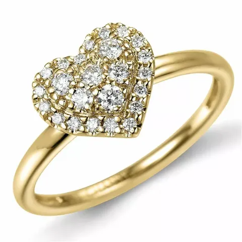 Hjärta diamantring i 14 karat guld 0,22 ct