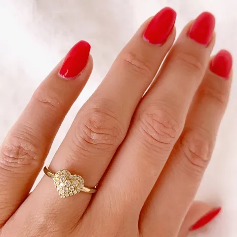 Hjärta diamantring i 14 karat guld 0,22 ct