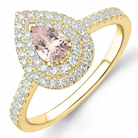 morganit diamantring i 14  karat guld 0,35 ct 0,39 ct