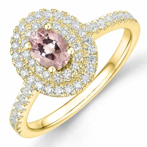 morganit diamantring i 14  karat guld 0,42 ct 0,40 ct