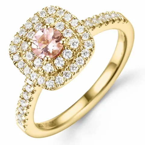 morganit diamantring i 14  karat guld 0,22 ct 0,34 ct