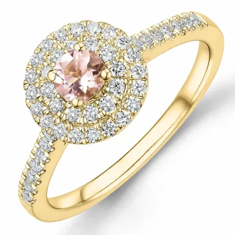 morganit diamantring i 14  karat guld 0,22 ct 0,33 ct