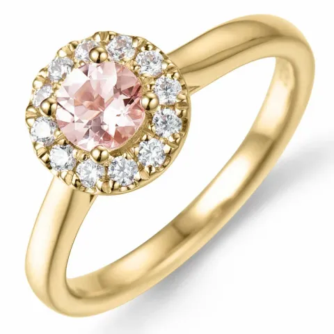 Kollektionsprov morganit diamantring i 14  karat guld 0,43 ct 0,22 ct