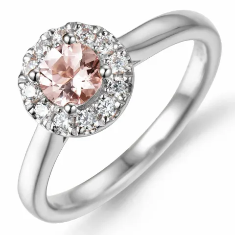 morganit diamantring i 14  karat vitguld 0,43 ct 0,22 ct