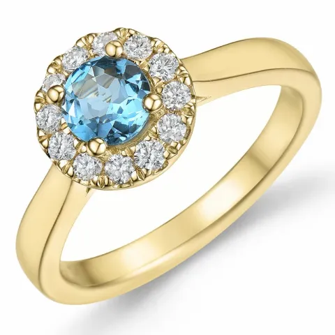 rund topas diamantring i 14  karat guld 0,65 ct 0,22 ct