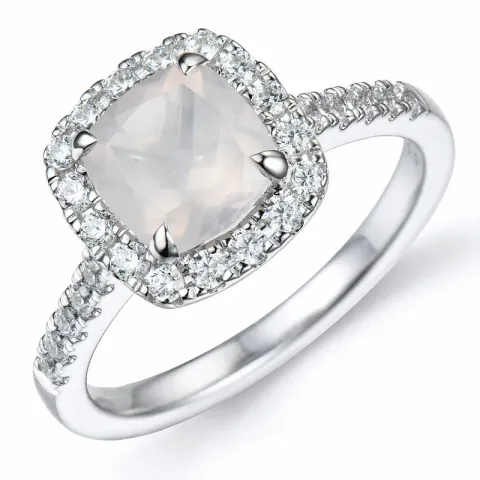 fyrkantigt kvarts diamantring i 14 karat vitguld 1,45 ct 0,44 ct