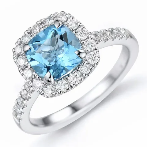 fyrkantigt topas diamantring i 14 karat vitguld 1,90 ct 0,44 ct