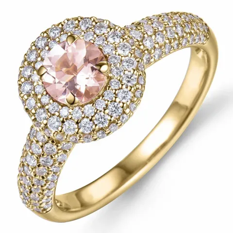 morganit diamantring i 14  karat guld 0,43 ct 0,66 ct