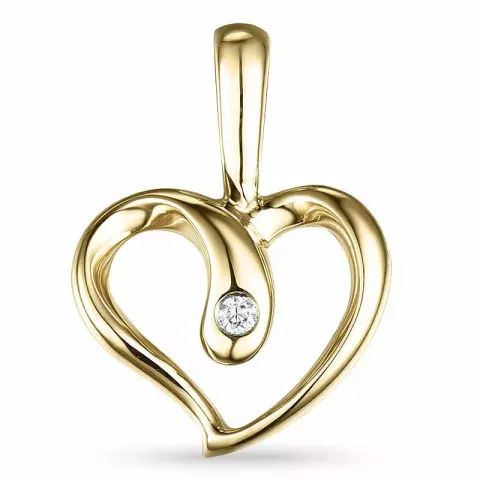 Hjärta diamant hängen i 14  carat guld 0,01 ct