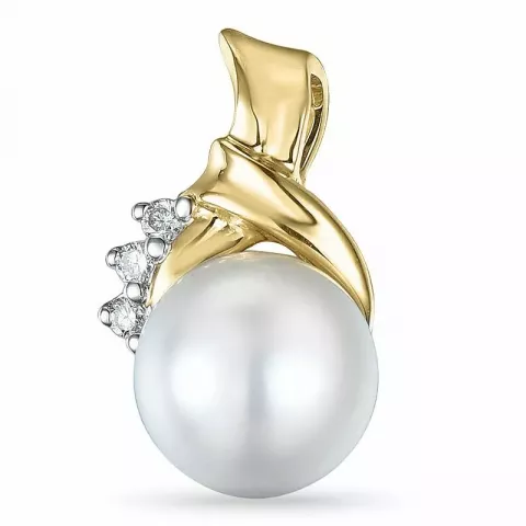 Runt pärla diamantberlocker i 14  carat guld- och vitguld 0,02 ct