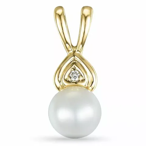 Pärla diamantberlocker i 14 carat guld 0,007 ct