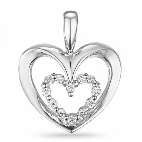 Hjärta diamant hängen i 14  carat vitguld 0,18 ct