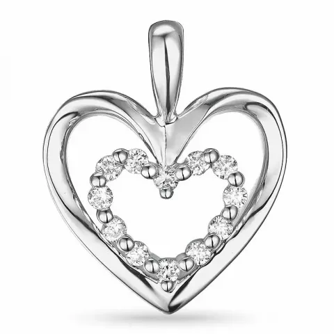 Hjärta diamant hängen i 14  carat vitguld 0,18 ct