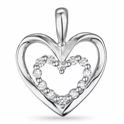 Hjärta diamant hängen i 14 carat vitguld 0,18 ct