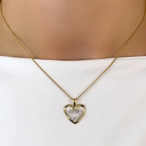 Hjärta diamant hängen i 14 carat vitguld 0,18 ct