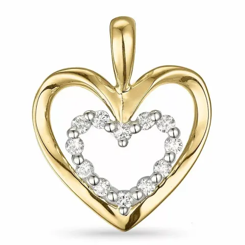Hjärta diamant hängen i 14 carat guld- och vitguld 0,18 ct