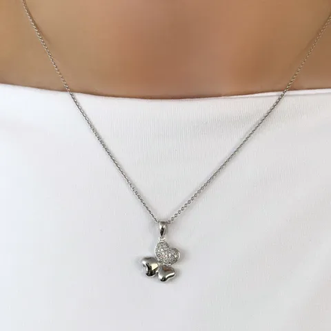Treklöver diamant hängen i 14 carat vitguld 0,16 ct