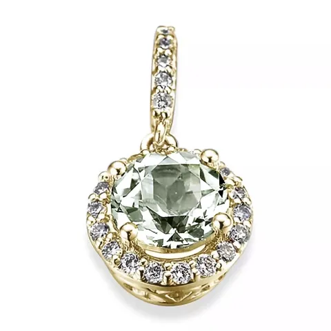 grön ametist diamantberlocker i 14 carat guld 0,80 ct 0,13 ct