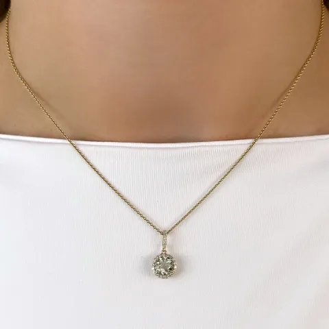 grön ametist diamantberlocker i 14 carat guld 0,80 ct 0,13 ct