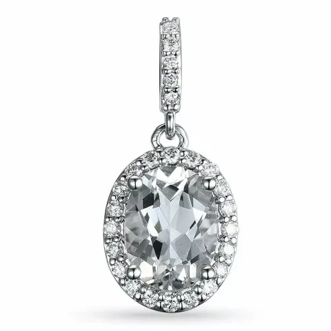 Vit kvarts diamantberlocker i 14 carat vitguld 0,16 ct 1,20 ct
