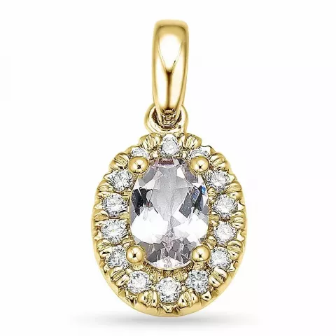 ovalt morganit diamantberlocker i 14  carat guld 0,42 ct 0,15 ct