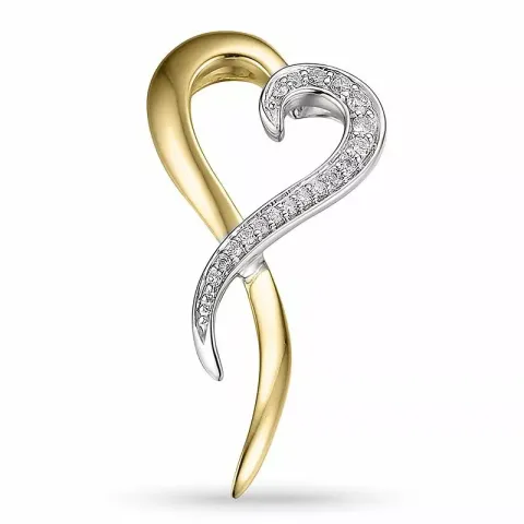 Hjärta diamantberlocker i 14 carat guld- och vitguld 0,12 ct