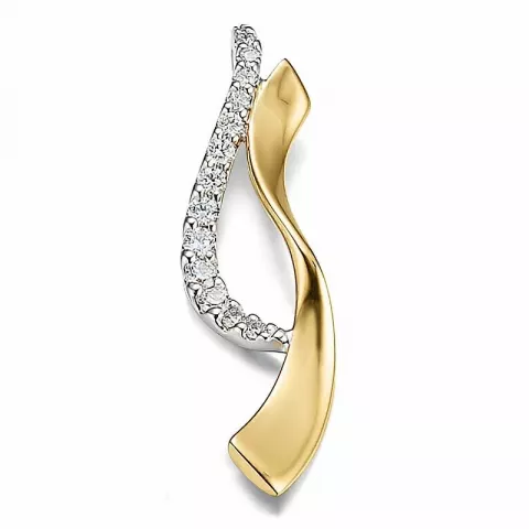 Abstrakt diamant hängen i 14  carat guld- och vitguld 0,14 ct