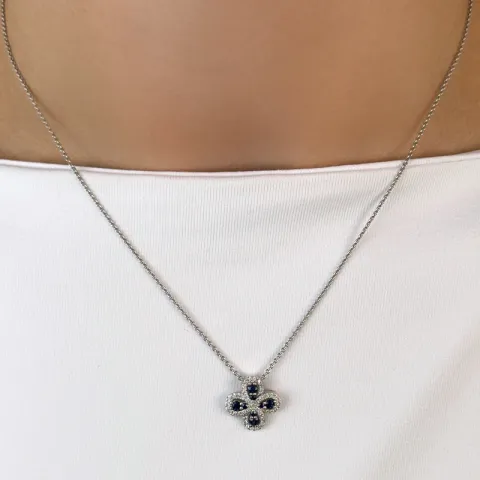 blommor safir diamantberlocker i 14  carat vitguld 0,16 ct 0,36 ct