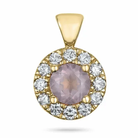 runt kvarts diamantberlocker i 14 carat guld 0,50 ct 0,22 ct