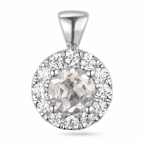 runt kvarts diamantberlocker i 14 carat vitguld 0,50 ct 0,22 ct