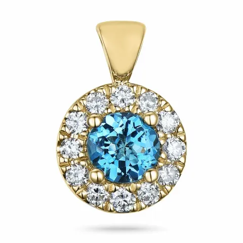 runt topas diamantberlocker i 14 carat guld 0,65 ct 0,22 ct