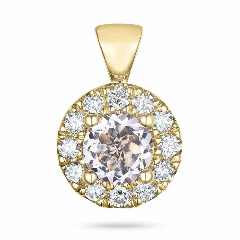 runt morganit diamantberlocker i 14 carat guld 0,43 ct 0,22 ct