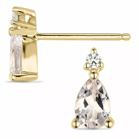 Droppe morganit diamantörhängen i 14 karat guld med diamanter och morganit 