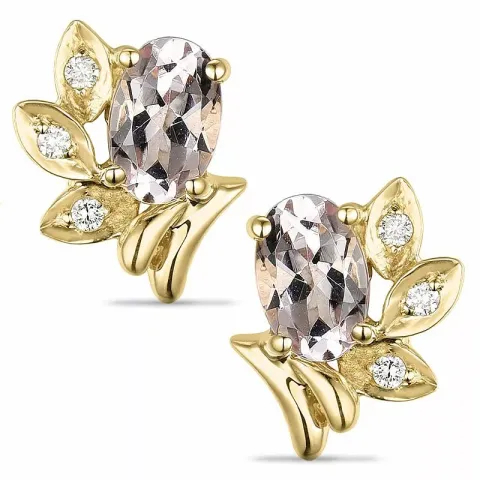 Blad morganit diamantörhängen i 14 karat guld med diamanter och morganit