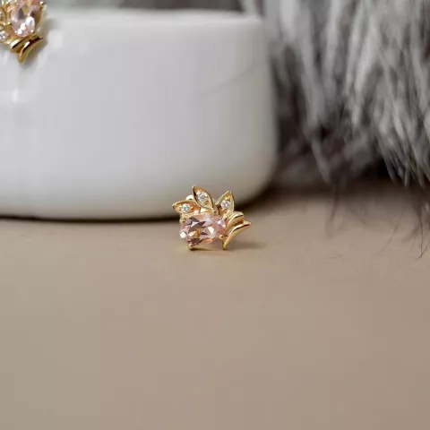 Blad morganit diamantörhängen i 14 karat guld med diamanter och morganit 