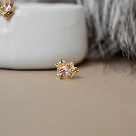 Blad morganit diamantörhängen i 14 karat guld med diamanter och morganit
