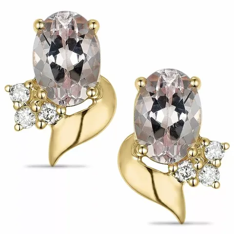 blommor morganit diamantörhängen i 14 karat guld med diamant och morganit