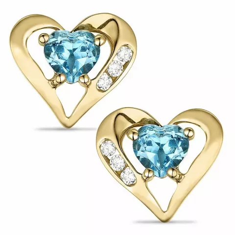 Hjärta topas diamantörhängen i 14 karat guld med diamanter och topaser 