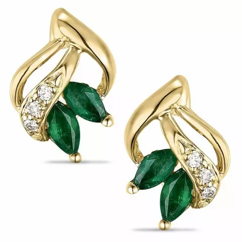 blommor smaragd diamantörhängen i 14 karat guld med diamant och smaragd 