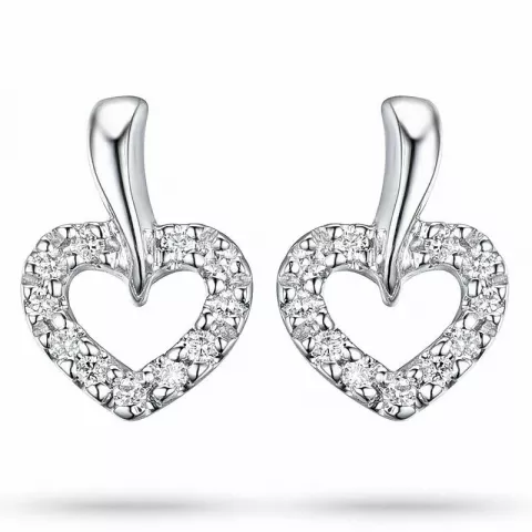 Hjärta diamant örhängen i 14 karat vitguld med diamanter 