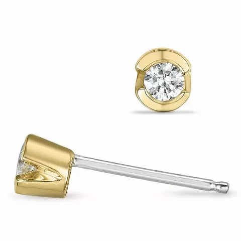 små diamant solitäreörhängestift i 14 karat guld och vitguld med diamant 