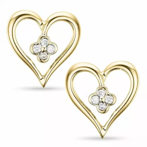 Hjärta diamant örhängen i 14 karat guld med diamanter 