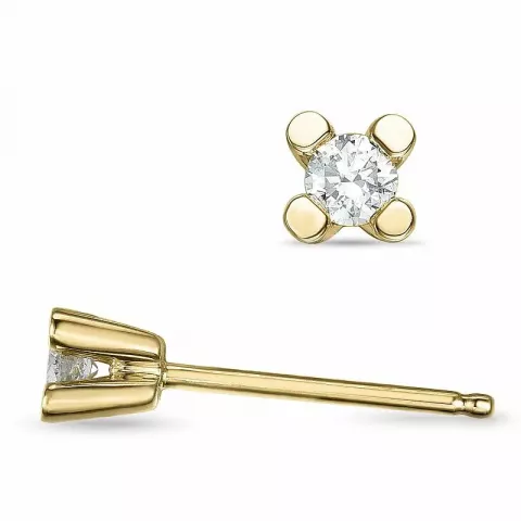 små diamant solitäreörhängestift i 14 karat guld med diamant 