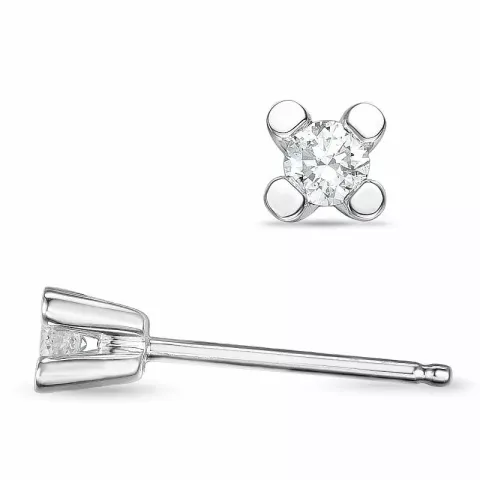 små diamant solitäreörhängestift i 14 karat vitguld med diamant