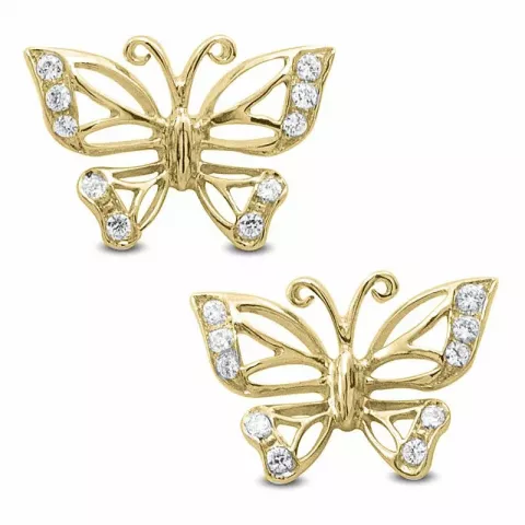 Fjärilar diamant örhängestift i 14 karat guld med diamanter 