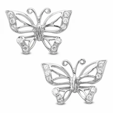 Fjärilar diamant örhängestift i 14 karat vitguld med diamanter 
